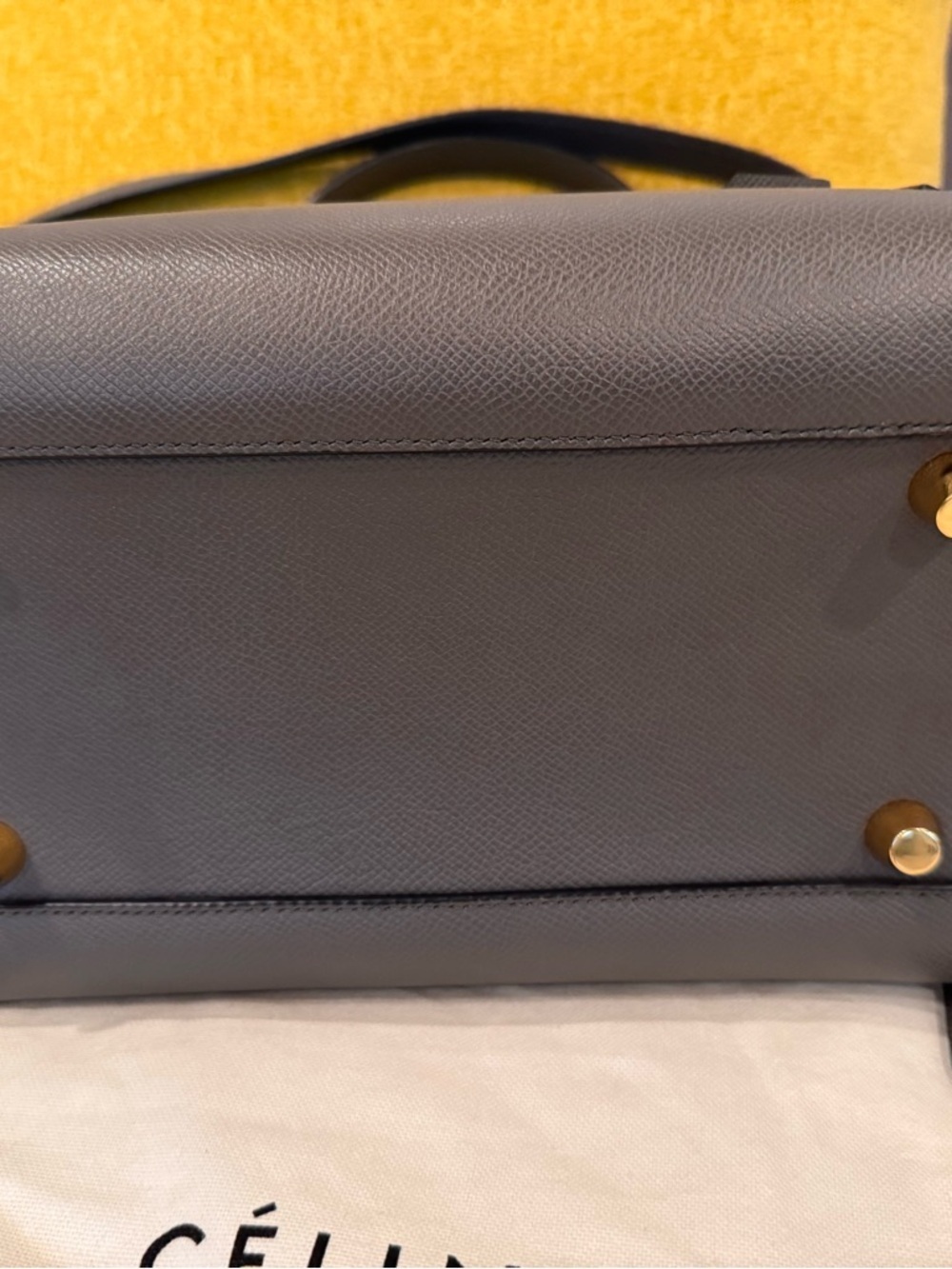 💯 💯% Celine Dark Gray Leather Top-Handle Satchel - Picture 9 of 13